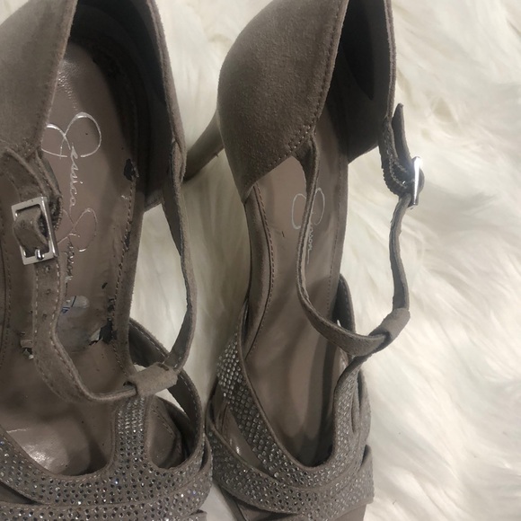 Jessica Simpson taupe  Rhinestone-heels Size 8 - Picture 7 of 8